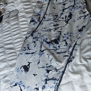 Blue and White Marble Print Leggings